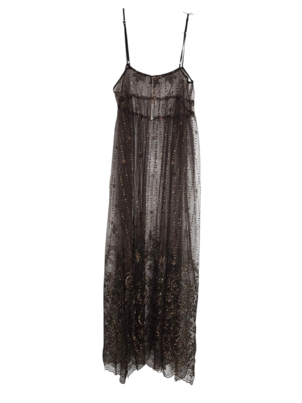 Free People Intimately Shaved Chocolate Brown Sheer Maxi Dress Medium NWT - Picture 13 of 14